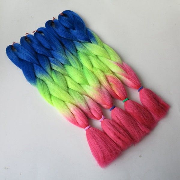 5pcs 100g/pc 24" Blue Neon Yellow Pink Ombre Kanekalon Braiding Hair Synthetic Two Tone Kanekalon Jumbo Braid Hair Extensions
5pcs 100g/pc 24" Blue Neon Yellow Pink Ombre Kanekalon Braiding Hair Synthetic Two Tone Kanekalon Jumbo Braid Hair Extensions
