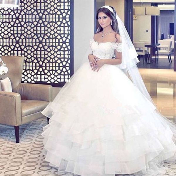 elegant off the shoulder arabic wedding dresses ball gowns 2017 said mhamad vintage lace appliqued ruffles wedding gowns vestido de novia, White
elegant off the shoulder arabic wedding dresses ball gowns 2017 said mhamad vintage lace appliqued ruffles wedding gowns vestido de novia, White