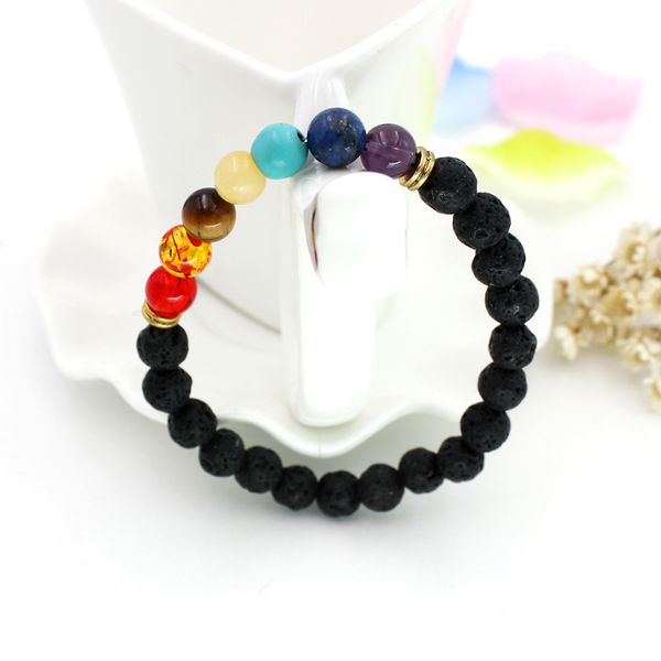 new fashion natural stone round shape beads lava stone chakra healing beaded bracelets jewelry gift ing, Black
new fashion natural stone round shape beads lava stone chakra healing beaded bracelets jewelry gift ing, Black