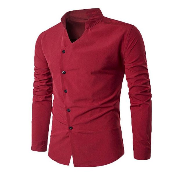 men's fashion 2018 long sleeved casual slim fit v collar irregular button down dress shirts, White;black
men's fashion 2018 long sleeved casual slim fit v collar irregular button down dress shirts, White;black