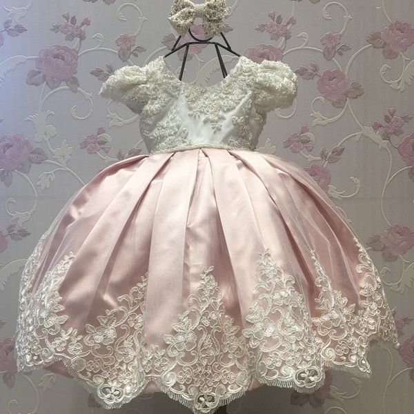 pearls ball gown flower girl dresses for weddings little girls pageant dress satin lace first communion gowns, White;blue
pearls ball gown flower girl dresses for weddings little girls pageant dress satin lace first communion gowns, White;blue