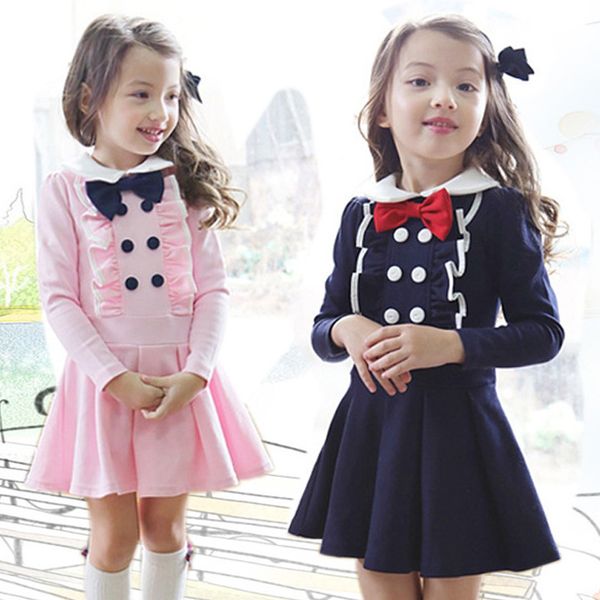 korean baby girls preppy style double breasted bow dresses long sleeve princess dress child clothes boutique clothing kids wear pink/navy, Red;yellow
korean baby girls preppy style double breasted bow dresses long sleeve princess dress child clothes boutique clothing kids wear pink/navy, Red;yellow