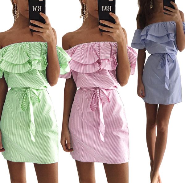 wholesale- 4 colour 2017 summer fashion women's new striped dresses ruffle dress casual style comfortable pretty canonicals with belt, White;black
wholesale- 4 colour 2017 summer fashion women's new striped dresses ruffle dress casual style comfortable pretty canonicals with belt, White;black