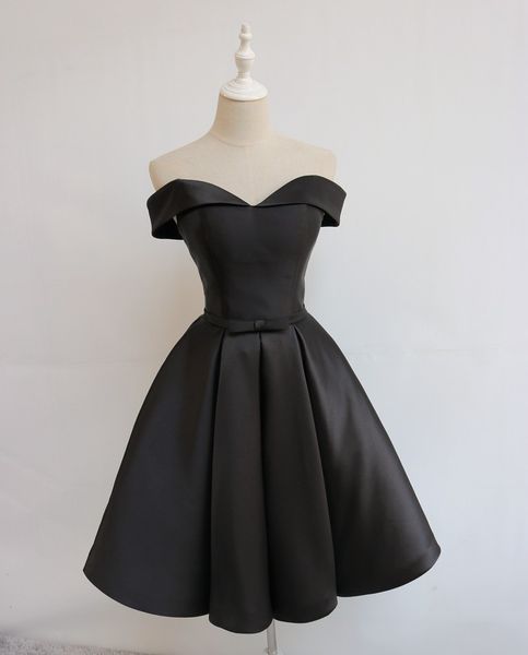 black party dresses off shoulder satin knee length prom gowns lace-up/zipper back cocktail dresses real pictures
black party dresses off shoulder satin knee length prom gowns lace-up/zipper back cocktail dresses real pictures