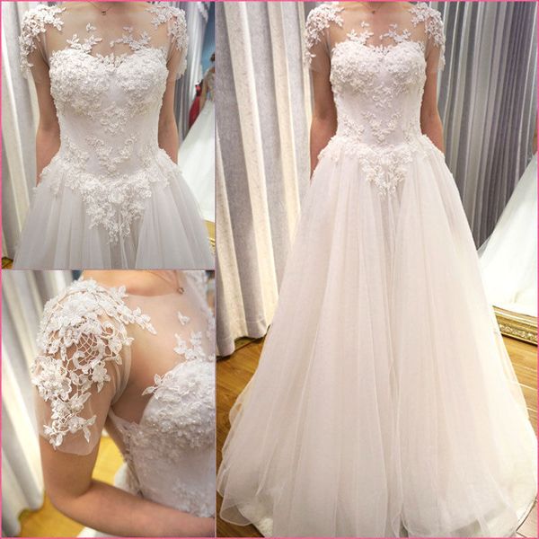 real picture vintage country wedding dresses sheer neck jewel lace floral appliques bohemian wedding dress illusion back bridal gown sleeves, White
real picture vintage country wedding dresses sheer neck jewel lace floral appliques bohemian wedding dress illusion back bridal gown sleeves, White
