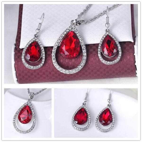 2015 new hollow real ruby pendant necklace and stud earrings water drop necklaces with rhinestone crystal, Silver
2015 new hollow real ruby pendant necklace and stud earrings water drop necklaces with rhinestone crystal, Silver