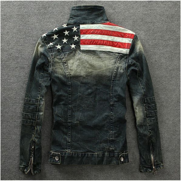 Wholesale-2016 denim jackets Outerwear American flag male do old blue motorcycle jeans jacket coat man fashion slim jeans denim
Wholesale-2016 denim jackets Outerwear American flag male do old blue motorcycle jeans jacket coat man fashion slim jeans denim
