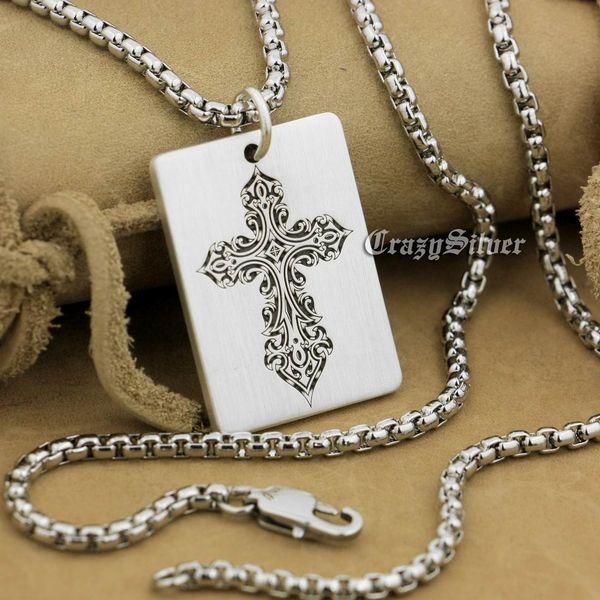 high detail deep engraved custom 925 sterling silver cross dog tag mens biker rocker punk pendant 9x005 steel n 24"
high detail deep engraved custom 925 sterling silver cross dog tag mens biker rocker punk pendant 9x005 steel n 24"