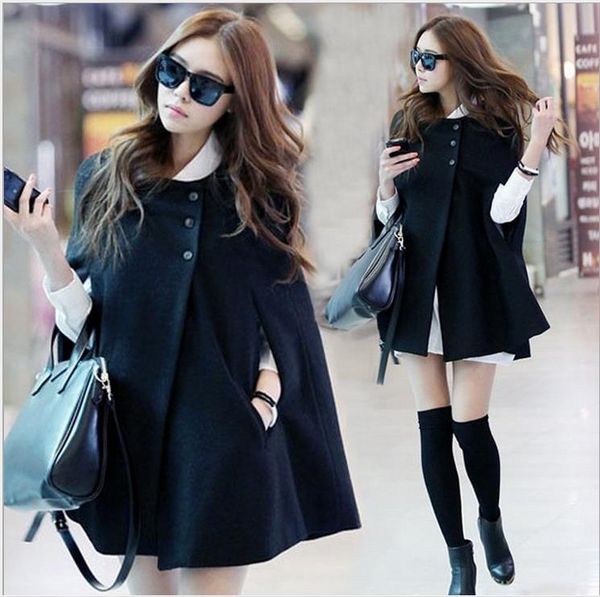wholesale- korean version new 2016 winter bat type loose big yards fat mm cape shawl woolen jacket coat ing, Black;brown
wholesale- korean version new 2016 winter bat type loose big yards fat mm cape shawl woolen jacket coat ing, Black;brown