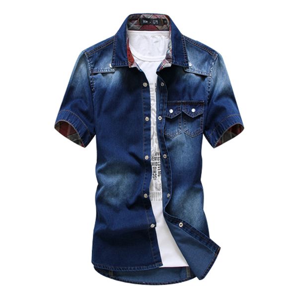 Wholesale-2016 New Fashion Man Short Shirt Summer Men's Short-Sleeved Denim Shirts High Quality Cotton Casual Tops For Man Solid Color
Wholesale-2016 New Fashion Man Short Shirt Summer Men's Short-Sleeved Denim Shirts High Quality Cotton Casual Tops For Man Solid Color