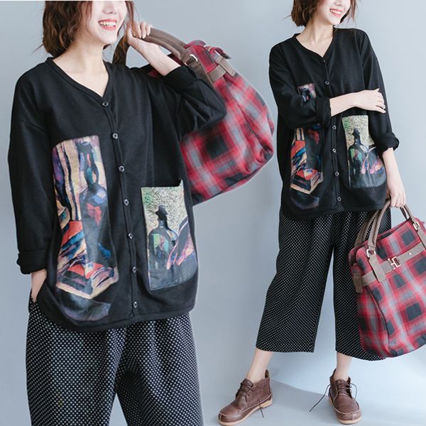 wholesale- plus size 4xl 5xl 2017 spring summer women fashion ink print long sleeve v neck lady female big cotton coat cardigan jacket, Black;brown
wholesale- plus size 4xl 5xl 2017 spring summer women fashion ink print long sleeve v neck lady female big cotton coat cardigan jacket, Black;brown