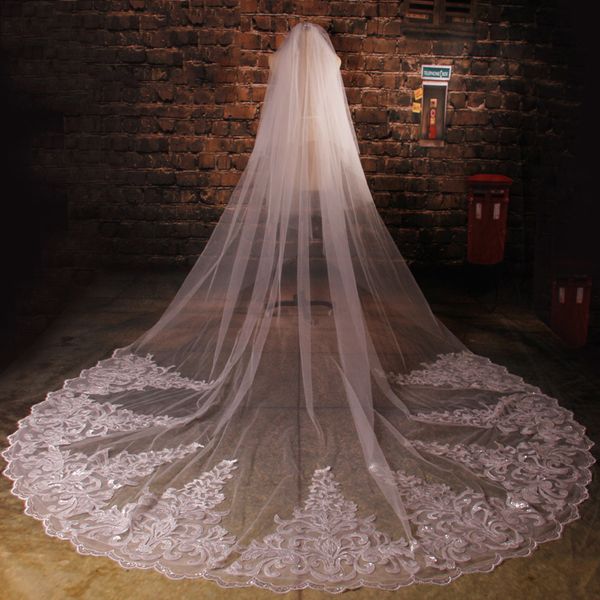 2016 top fashion free shipping cathedral wedding veil promotion with embroideried sequins one-layer beautiful lace appliques v us de noiva
2016 top fashion free shipping cathedral wedding veil promotion with embroideried sequins one-layer beautiful lace appliques v us de noiva