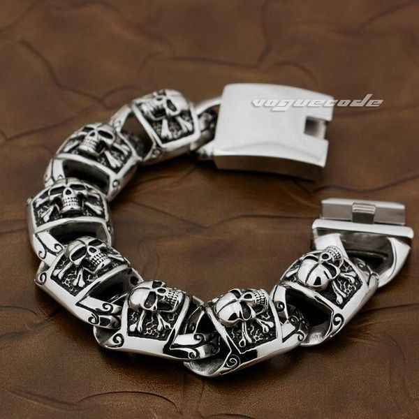 5 length 316l stainless steel pirate skull curb link mens boys biker rock punk bracelet 5t002, Black
5 length 316l stainless steel pirate skull curb link mens boys biker rock punk bracelet 5t002, Black