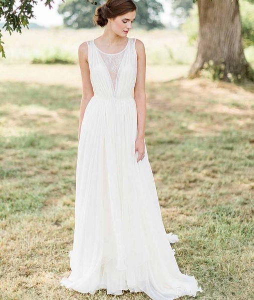elegant style beach wedding dress scoop neck sleeveless lace chiffon simple design 2019 bridal gowns custom size, White
elegant style beach wedding dress scoop neck sleeveless lace chiffon simple design 2019 bridal gowns custom size, White