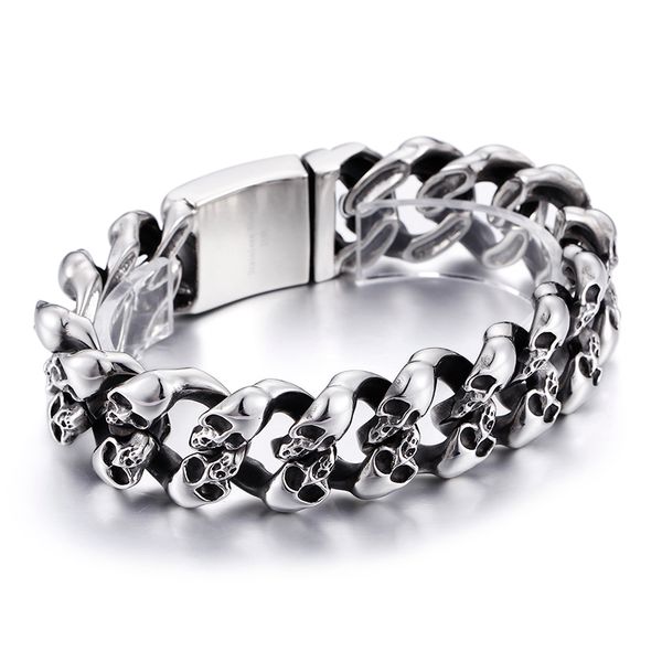 men's cool punk jewelry 103g weight stainless steel biker chain bracelet skulls skeleton jewelry 8.26inches, Black
men's cool punk jewelry 103g weight stainless steel biker chain bracelet skulls skeleton jewelry 8.26inches, Black