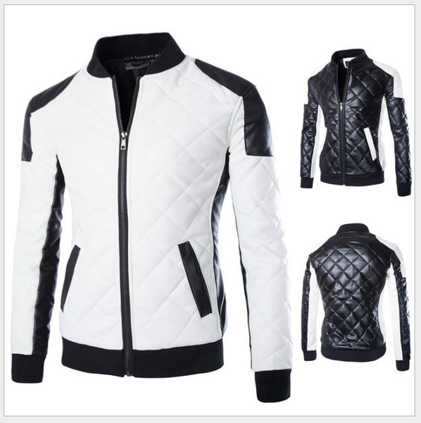 black white pu leather jacket men cotton padded warm patch design rhomboids pattern rib stand collar zipper pocket mens winter pu jacket
black white pu leather jacket men cotton padded warm patch design rhomboids pattern rib stand collar zipper pocket mens winter pu jacket