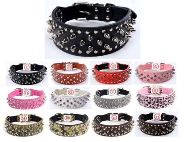 pu leather spiked studded dog collars 2" wide leather dog collar for pitbull mastiff boxer medium and big dogs 12colors 4 sizes 
pu leather spiked studded dog collars 2" wide leather dog collar for pitbull mastiff boxer medium and big dogs 12colors 4 sizes