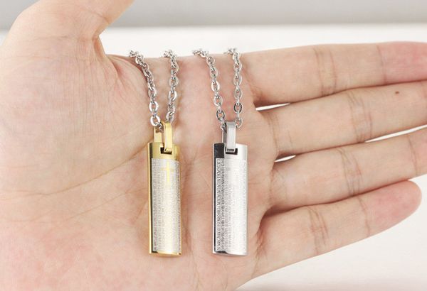 big square stainless steel necklaces for men religion scripture jesus catholic prayer jewelry fashion crosss pendant necklace, Silver
big square stainless steel necklaces for men religion scripture jesus catholic prayer jewelry fashion crosss pendant necklace, Silver