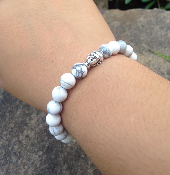 sn0384 new arrivals howlite buddha bracelet lucky stone mala yoga healing bracelet for men and women, Black
sn0384 new arrivals howlite buddha bracelet lucky stone mala yoga healing bracelet for men and women, Black