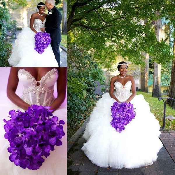 robe de marriage fashionable 2017 sweetheart ball gown wedding dresses tulle pleats ruffles beaded tiers floor length bridal gowns, White
robe de marriage fashionable 2017 sweetheart ball gown wedding dresses tulle pleats ruffles beaded tiers floor length bridal gowns, White