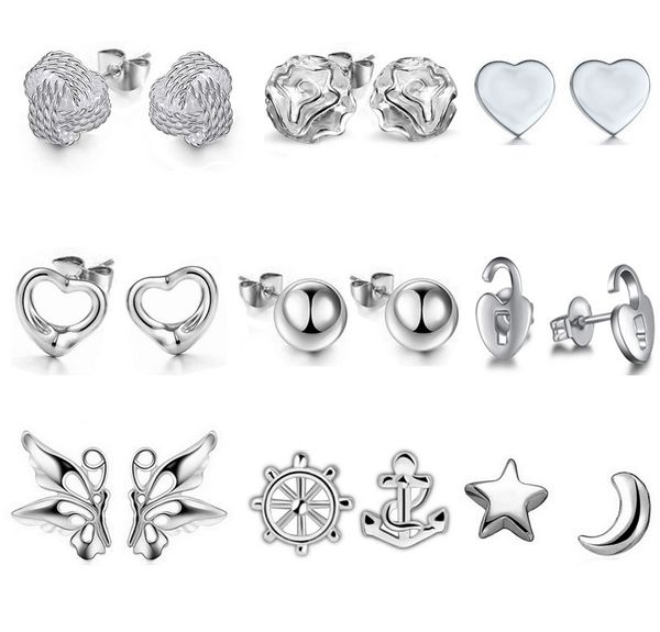 

925 посеребренные серьги мода маленькие серебряные украшения для женщин бабочка л