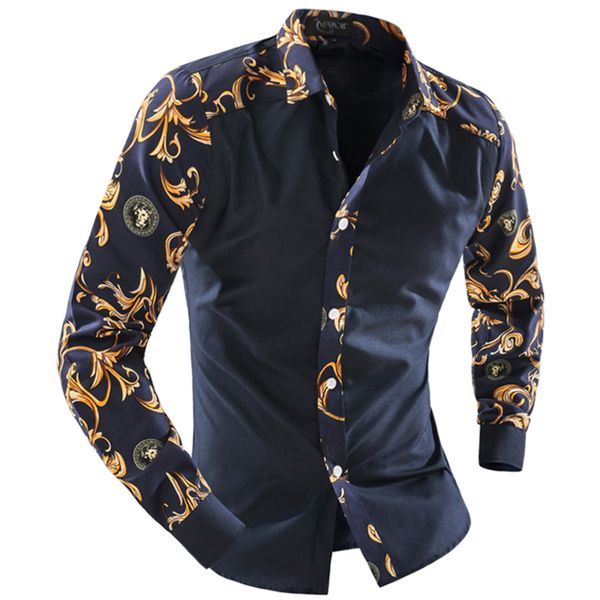 wholesale-2016 fashion brand boutique men's casual long-sleeved floral prints stitching design men's shirts chemise homme camisa, White;black
wholesale-2016 fashion brand boutique men's casual long-sleeved floral prints stitching design men's shirts chemise homme camisa, White;black