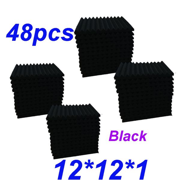 

48 пакет Клин черный акустическая звукоизоляция студия пены плитки 1 "x 12" x 12"