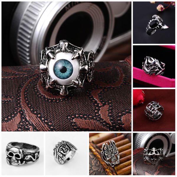 

красивые кольца из нержавеющей стали серебряный бренд demon eye vintage мужские панк-кольца китай оптовая ювелирные изделия из нержавеющей с, Silver