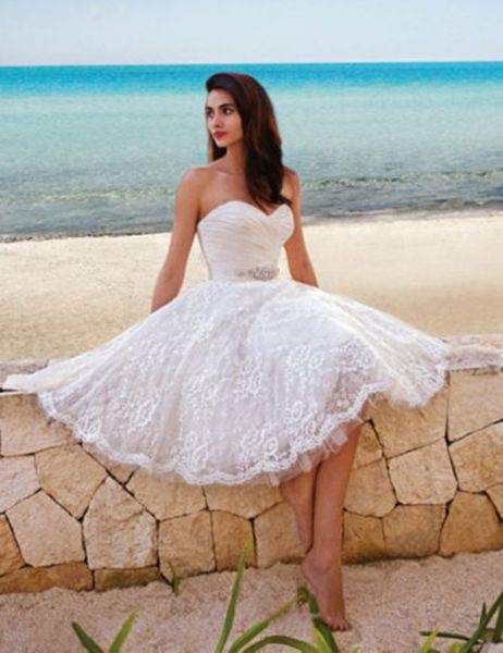 2020 summer style knee length lace wedding dresses sweetheart beading belt short bridal gowns vestido de noiva custom made w083, White 
2020 summer style knee length lace wedding dresses sweetheart beading belt short bridal gowns vestido de noiva custom made w083, White