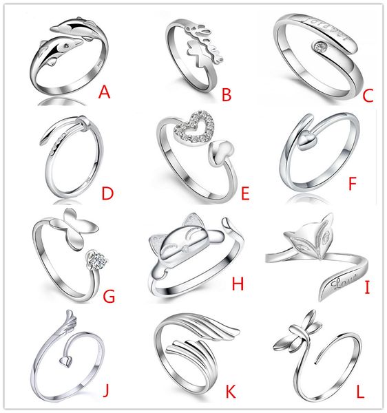 925 sterling silver plated jewerly rings heart dolphins dragonfly wings of the angel love fox butterfly opening adjustable ring for women
925 sterling silver plated jewerly rings heart dolphins dragonfly wings of the angel love fox butterfly opening adjustable ring for women