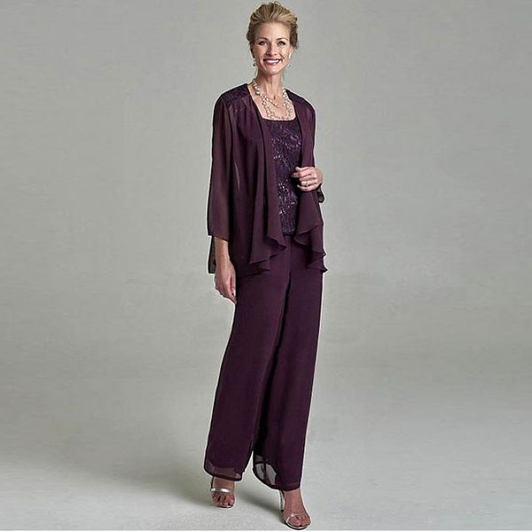 elegant grape lace mother of the bride pant suits with jackets scoop neck wedding guest dress plus size chiffon mothers groom dresses, Black;red
elegant grape lace mother of the bride pant suits with jackets scoop neck wedding guest dress plus size chiffon mothers groom dresses, Black;red