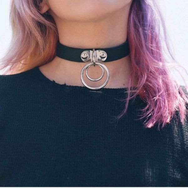 black punk goth pu leather rock dark double o ring leather collar choker necklace for woman jewelry, Golden;silver
black punk goth pu leather rock dark double o ring leather collar choker necklace for woman jewelry, Golden;silver