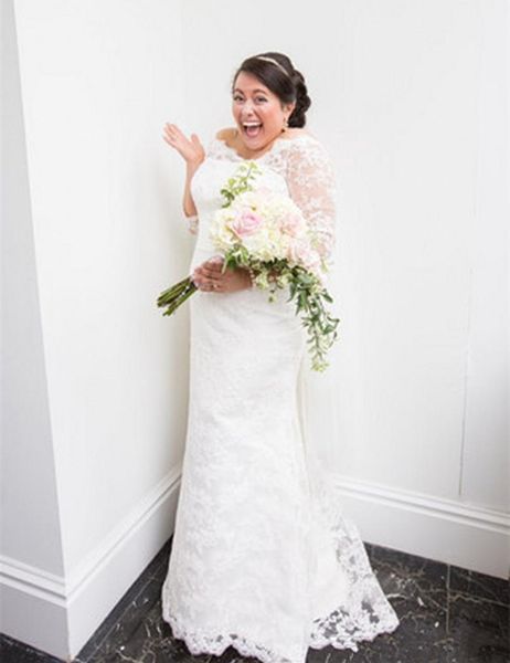 new mermaid plus size wedding dresses 3/4 sleeve off shoulder full lace floor length bridal gowns custom size, White
new mermaid plus size wedding dresses 3/4 sleeve off shoulder full lace floor length bridal gowns custom size, White