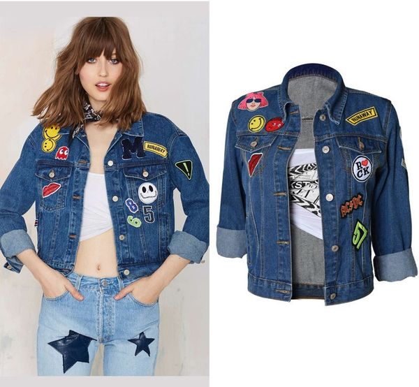 wholesale- 2016 new denim jacket women design cartoon embroidery badge patch all-match jeans jacket women outerwear coat blue jeans, Black;brown
wholesale- 2016 new denim jacket women design cartoon embroidery badge patch all-match jeans jacket women outerwear coat blue jeans, Black;brown