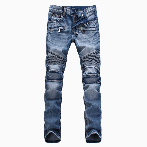 wholesale-2016 fashion moto men's denim jeans pants draped pleated ruched men biker jeans pants man sweatwear pants plus size 38, Blue
wholesale-2016 fashion moto men's denim jeans pants draped pleated ruched men biker jeans pants man sweatwear pants plus size 38, Blue