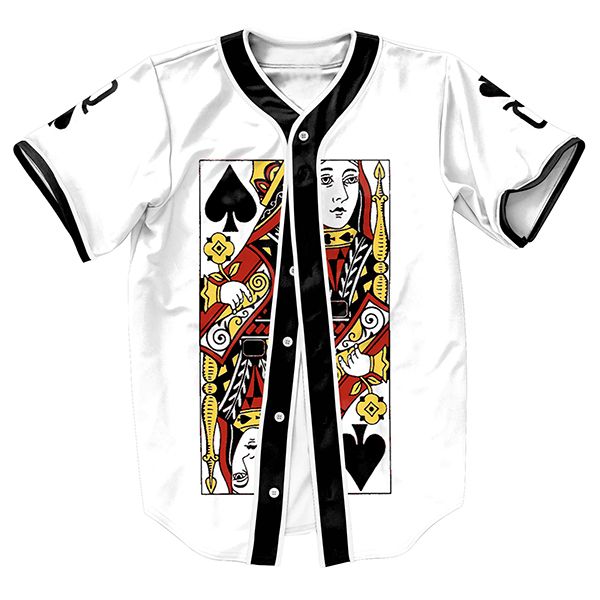 wholesale-queen of spades jersey summer style with buttons 3d print hip hop men's shirts sport baseball shirt fashion tees, White;black
wholesale-queen of spades jersey summer style with buttons 3d print hip hop men's shirts sport baseball shirt fashion tees, White;black
