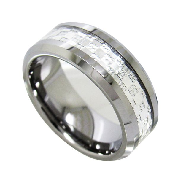 8mm high polish tungsten carbide ring silver foil inlaied fashion jewelry finger band for men 
8mm high polish tungsten carbide ring silver foil inlaied fashion jewelry finger band for men
