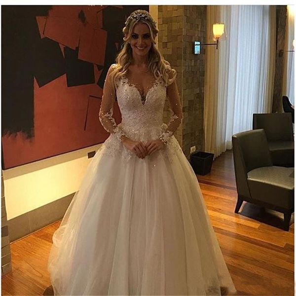 sheer princess свадебные платья 2019 горячие продажи новых vestidos de noiva аппликация из бисера блестками спинки с длинным рукавом кружева, White
sheer princess свадебные платья 2019 горячие продажи новых vestidos de noiva аппликация из бисера блестками спинки с длинным рукавом кружева, White
