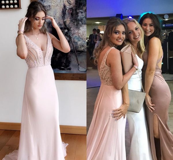 white pearl chiffon satin prom dresses v neck sleeveless beading backless pink evening dresses special occasion prom gowns sweep train, Black
white pearl chiffon satin prom dresses v neck sleeveless beading backless pink evening dresses special occasion prom gowns sweep train, Black