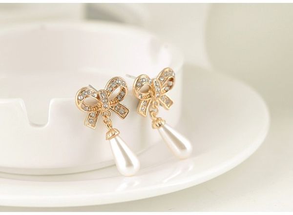 bow pearl earrings wtaer drop jewelry earrings for women crystal pearls bead diamond crystal stud earrings christmas gift, Golden;silver
bow pearl earrings wtaer drop jewelry earrings for women crystal pearls bead diamond crystal stud earrings christmas gift, Golden;silver