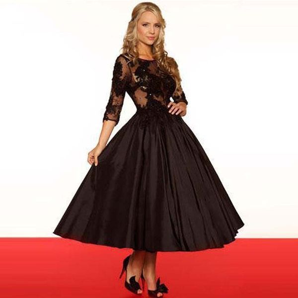 vintage mother bride dresses tea length 2018 black illusion mother's evening gowns sleeves for women weddings custom made, Black;red
vintage mother bride dresses tea length 2018 black illusion mother's evening gowns sleeves for women weddings custom made, Black;red