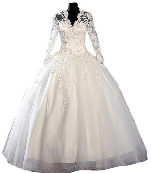 2017 ball gown wedding dresses with sleeves appliques a-line with beading plus size wedding party bridal gowns qc504, White
2017 ball gown wedding dresses with sleeves appliques a-line with beading plus size wedding party bridal gowns qc504, White