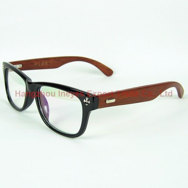 2016 classic eyeglasses frame chrome wood hand made optical frame with clear lenses 4 colors wooden eyewear