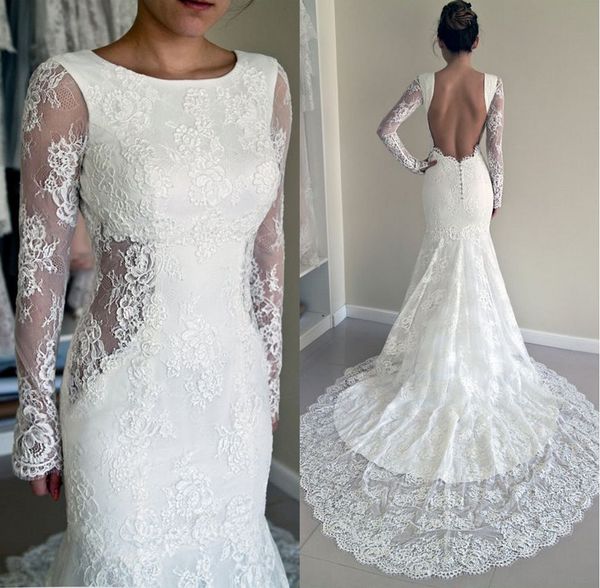 modern scoop long sleeve lace backless wedding dresses mermaid 2019 court train wedding gown bridal dresses fast shipping, White
modern scoop long sleeve lace backless wedding dresses mermaid 2019 court train wedding gown bridal dresses fast shipping, White
