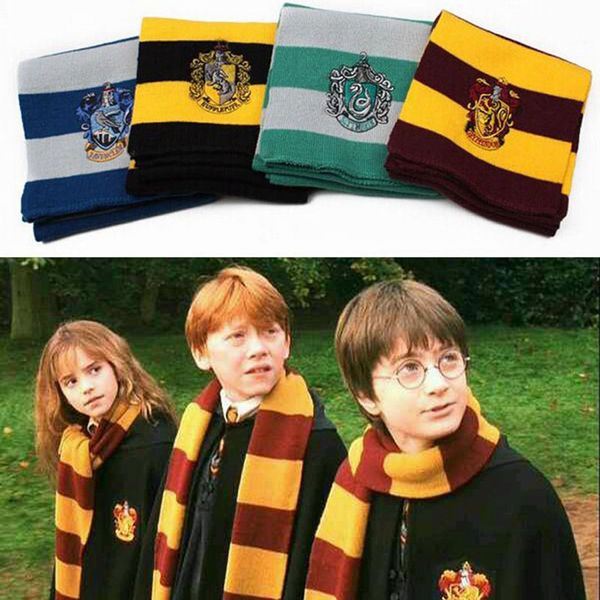 

new fashion 4 colors college scarf harry potter gryffindor series scarf with badge cosplay knit scarves halloween costumes woman man, Blue;gray