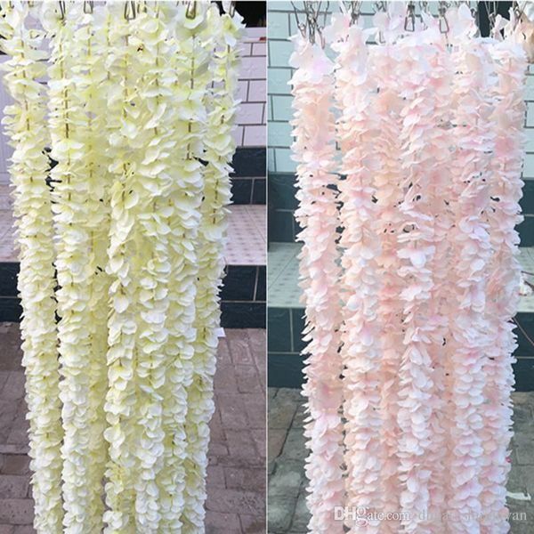 1 meter long elegant handing orchid silk flower vine white wisteria garland ornament for festival wedding garden decoration
1 meter long elegant handing orchid silk flower vine white wisteria garland ornament for festival wedding garden decoration