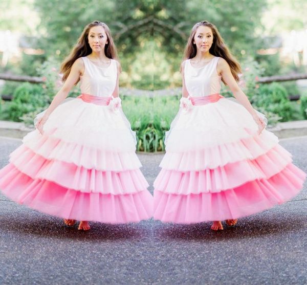 gorgeous white and pink 4 layers flower girl dresses for wedding crew sleeveless tiered grils pageant gowns with handmade flower ribbon sash, White;blue
gorgeous white and pink 4 layers flower girl dresses for wedding crew sleeveless tiered grils pageant gowns with handmade flower ribbon sash, White;blue