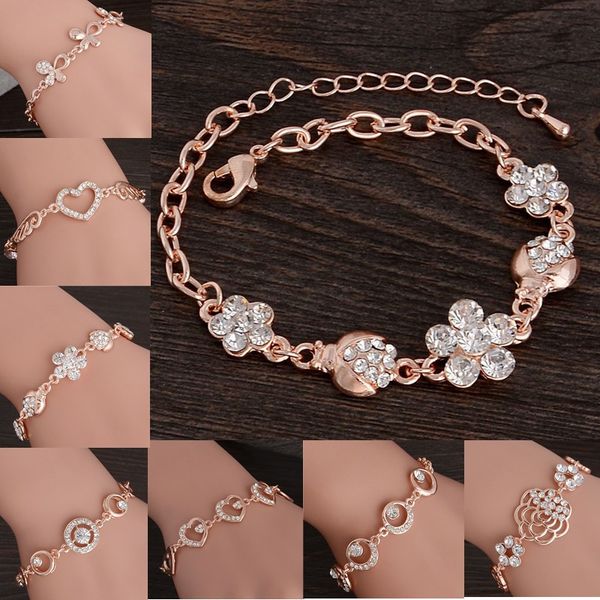wholesale-stylish women new fashion gold plated cz crystal rhinestone flower charm bracelet for women bangle gift jewelry, Black
wholesale-stylish women new fashion gold plated cz crystal rhinestone flower charm bracelet for women bangle gift jewelry, Black