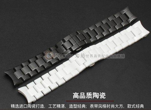 

wholesale-watchbands 22mm,ceramic watchband white black diamond watch fit ar1400 1403 1410 1442 man watches bracelet, Black;brown