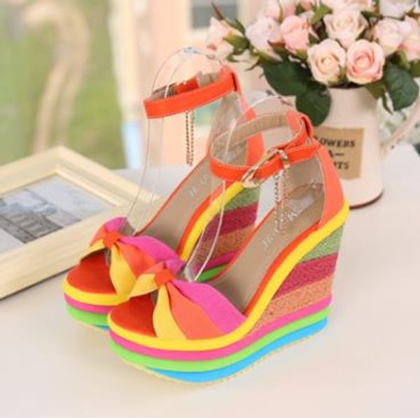 blue gladiator orange peep-toe straw summer sandals rainbow stripes high platform rubber wedges 3 narrow band colors, Black
blue gladiator orange peep-toe straw summer sandals rainbow stripes high platform rubber wedges 3 narrow band colors, Black